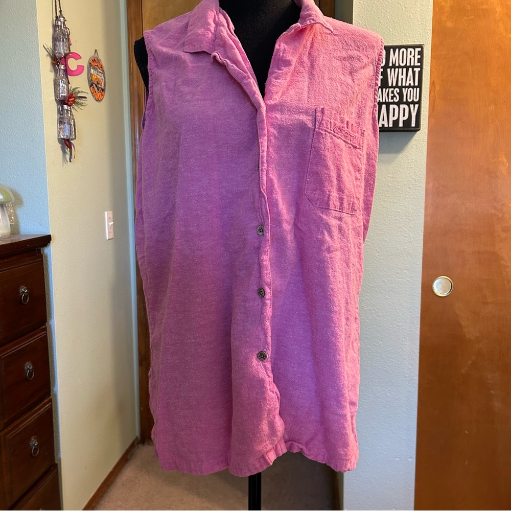 Big Dogs Resort Wear pink cotton blend sleeveless button down top size XL
